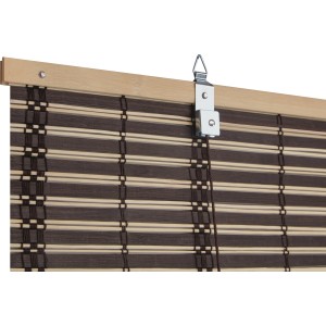 t.b.t. tenda a rullo marrone-beige con cordino e listello in legno.