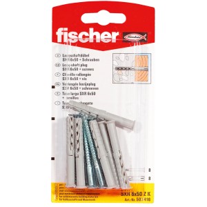 Fischer tassello a gambo lungo SXR 6x50, 8 pezzi, per materiali da costruzione pieni e forati.