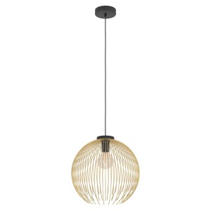 Lampada a sospensione moderna con paralume in filo dorato come lampada decorativa.