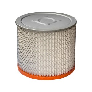 Cartuccia filtro t.b.t. per aspirapolvere, forma cilindrica con griglia.