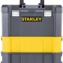 Stanley Rollende Werkstatt Essential, carrello portautensili grigio con elemento giallo e manico telescopico.