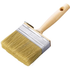 Pennello da imbianchino LUX, 10x3 cm, con manico in legno e clip per secchio per pitture e vernici.