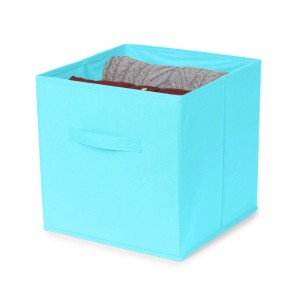 Cubo portaoggetti pieghevole azzurro Simply 31x31x31 cm
