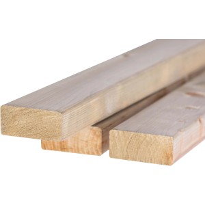 Listoni per pavimentazioni esterne in legno, colore legno chiaro.