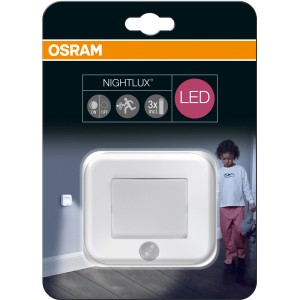 Luce notturna a LED Ledvance Nightlux con sensore di movimento, 8,4x7,3x2,2cm, bianca, batterie incluse.