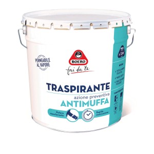 Secchio di pittura bianca per interni, traspirante e antimuffa.