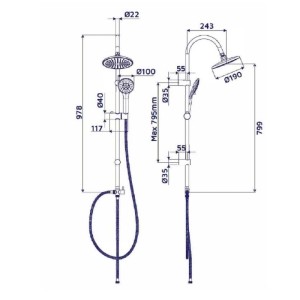 Colonna doccia Aruba tonda 3 getti cromo