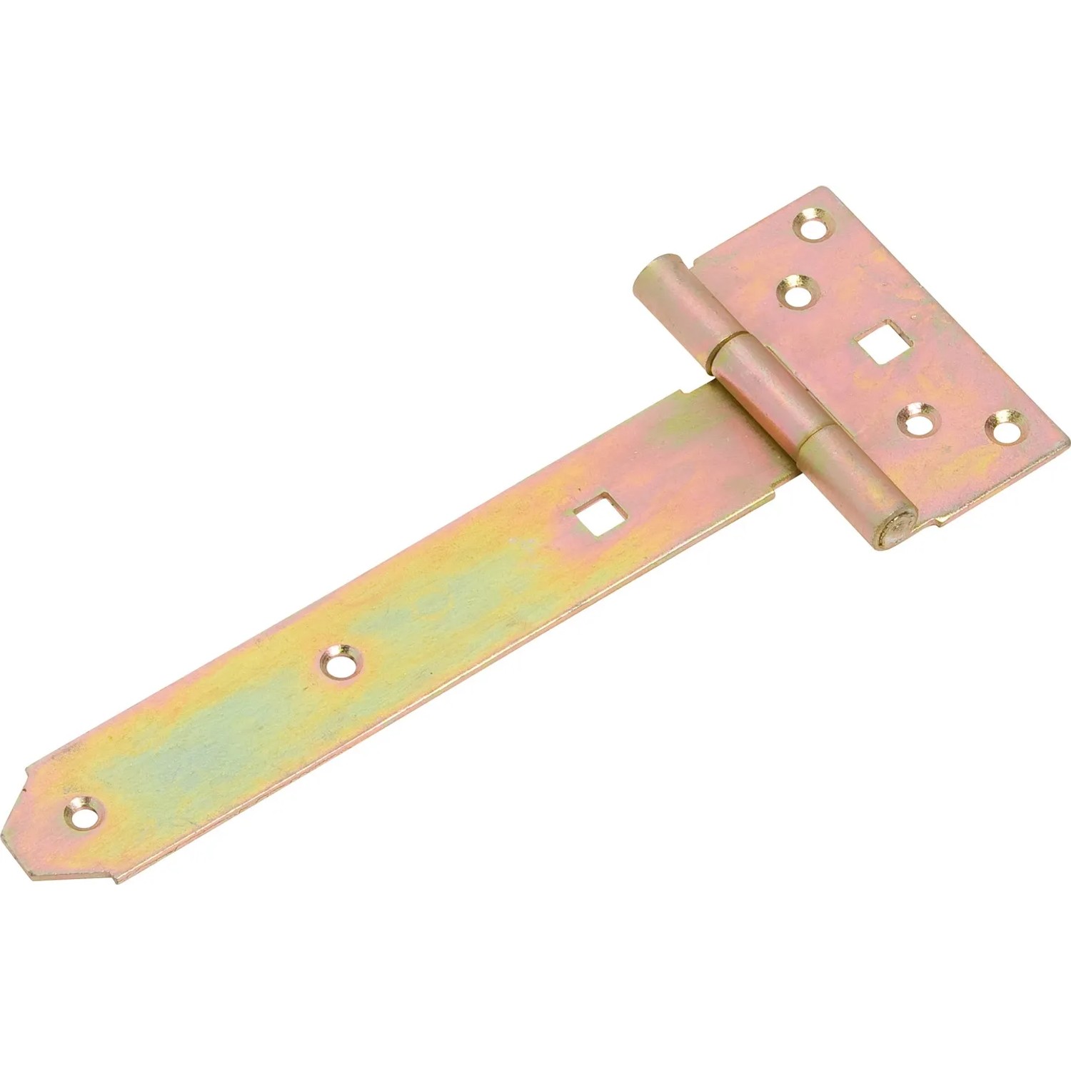 Cerniera a T zincata gialla 300 mm per fissaggi di porte e cancelli.