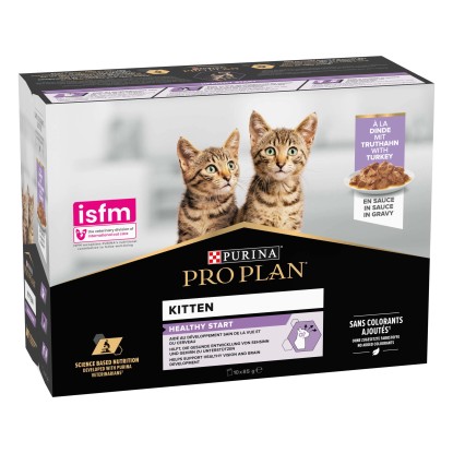 Cibo umido per gatti PRO PLAN® Kitten tacchino in salsa 10x85 g