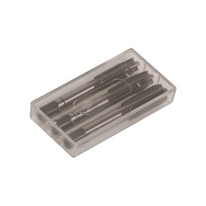 Set di maschi LUX M8 Comfort in acciaio in scatola di plastica trasparente.