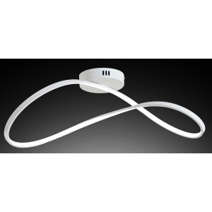Plafoniera LED moderna t.b.t. con design curvo in bianco.