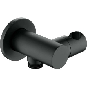 Presa acqua a parete rotonda con supporto doccetta Idrostile nero
