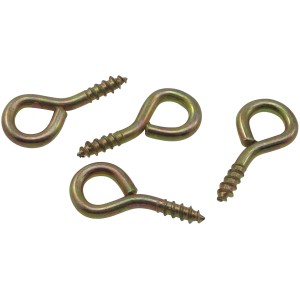 Viti a occhiello per fissaggio binari per tende, color oro, 4 pezzi.
