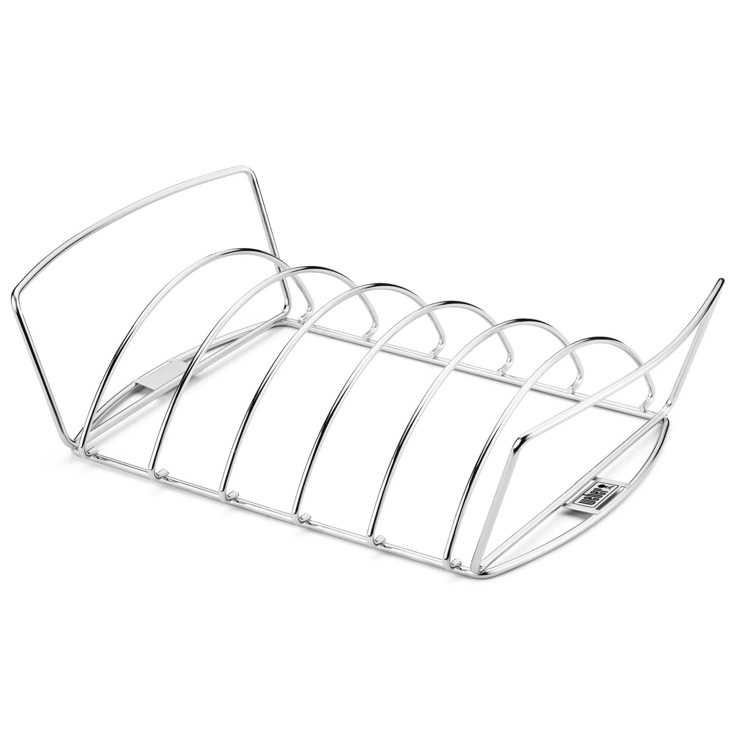 Supporto per costolette e cestello per arrosto Weber in acciaio inox per grigliate salvaspazio.