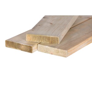 Listoni per pavimentazioni esterne in legno, superficie scanalata.