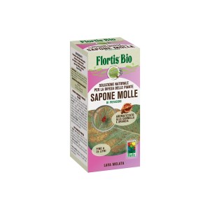 Antiparassitario biologico Flortis Bio: scatola di sapone molle di potassio per la difesa naturale.