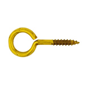 Gancio a vite color oro per fissaggi versatili.