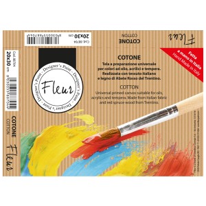 t.b.t. Telaio 20x30 cm con pennello e residui di colore.