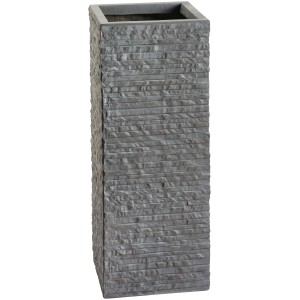 Vaso per piante Valsonne antracite, 50x20x20 cm, con texture a coste effetto pietra per uso esterno.