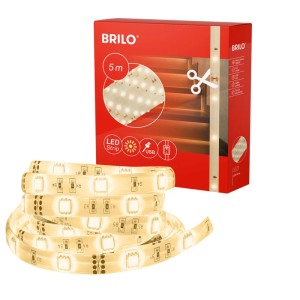 Striscia LED Brilo, 5 m, bianco caldo, con connessione USB e interruttore a cavo, tagliabile.