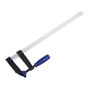 Morsetto a vite LUX Classic, 500x120mm, utensile di serraggio con mandrino in acciaio e manico blu.