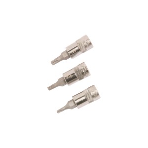 Set di chiavi a bussola LUX, 3 pezzi, misure T10, T15, T20, per chiavi e estrattori.