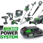LUX 1 PowerSystem: Set batteria con tosaerba, batteria, caricabatterie e altri attrezzi da giardino.