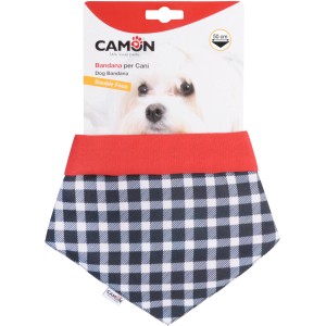 t.b.t. Collare per cani con motivo a scacchi rosso e nero.