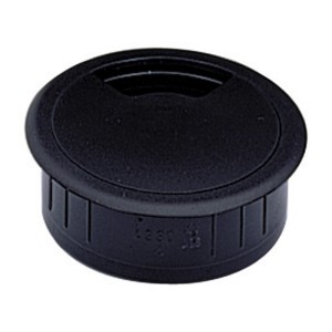 Passacavo Hettich nero (Ø 60 mm) in plastica per accessori mobili.