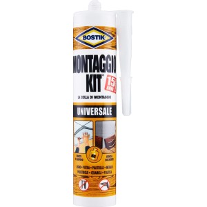 Adesivo di montaggio universale Bostik, ideale per legno, pietra, piastrelle, metallo, polistirolo, ceramica e plastica.