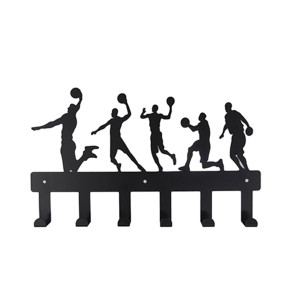 Appendiabiti nero con motivo giocatori di basket e 6 ganci.