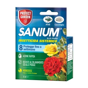 Sanium insetticida sistemico per piante contro afidi e cocciniglia.