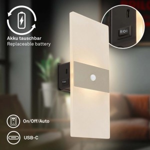 Applique LED Aura 55lm 2700K 22x4cm Nichel Opaco