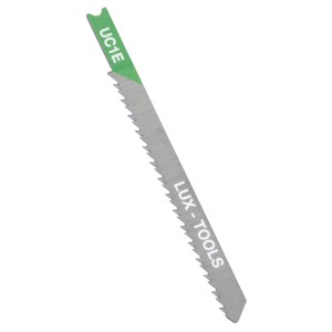 Dettaglio della lama per seghetto alternativo LUX per tagli fini nel legno, attacco a U, set da 2 pezzi.