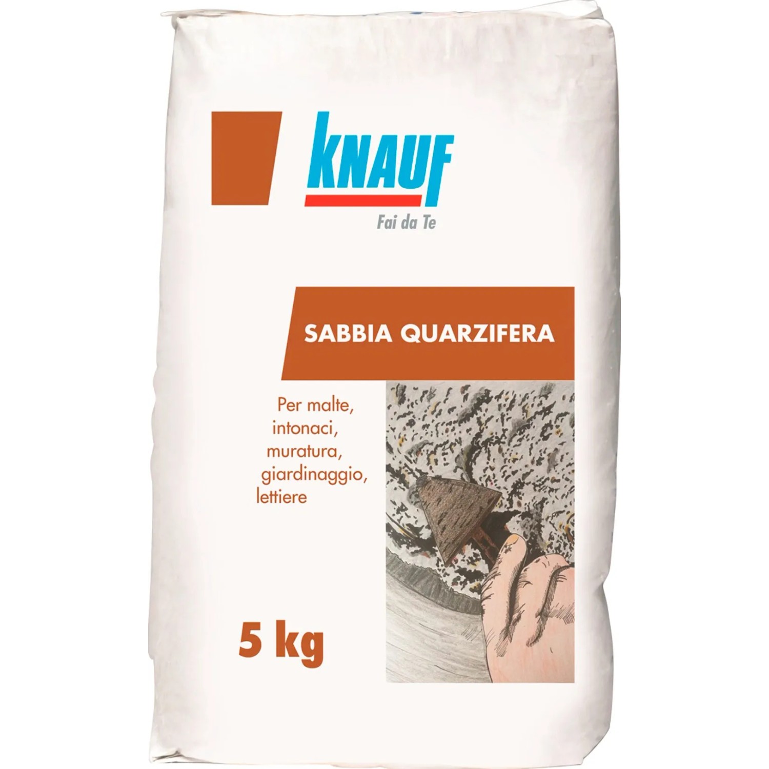 Knauf Sabbia Quarzifera, sacco da 5 kg di sabbia di quarzo per malta, intonaco e altro.