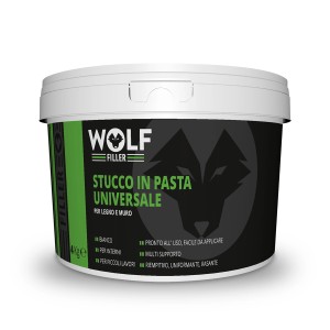 Secchio di stucco universale pronto all'uso Wolf Filler per legno e muro, bianco, 4kg.