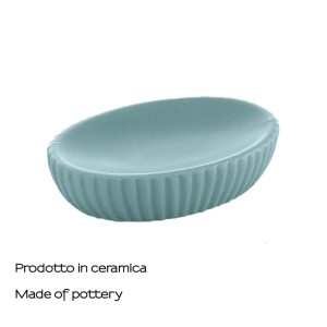 Portasapone bagno Marika in ceramica azzurro polvere