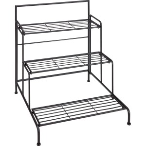 Scaffale piante a 3 piani in metallo 55x63x57,5 cm nero