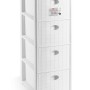 Cassettiera bianca t.b.t. con quattro cassetti effetto rattan.