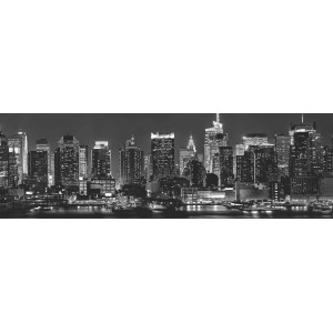 Paraschizzi t.b.t.: Skyline di New York di notte, in bianco e nero.
