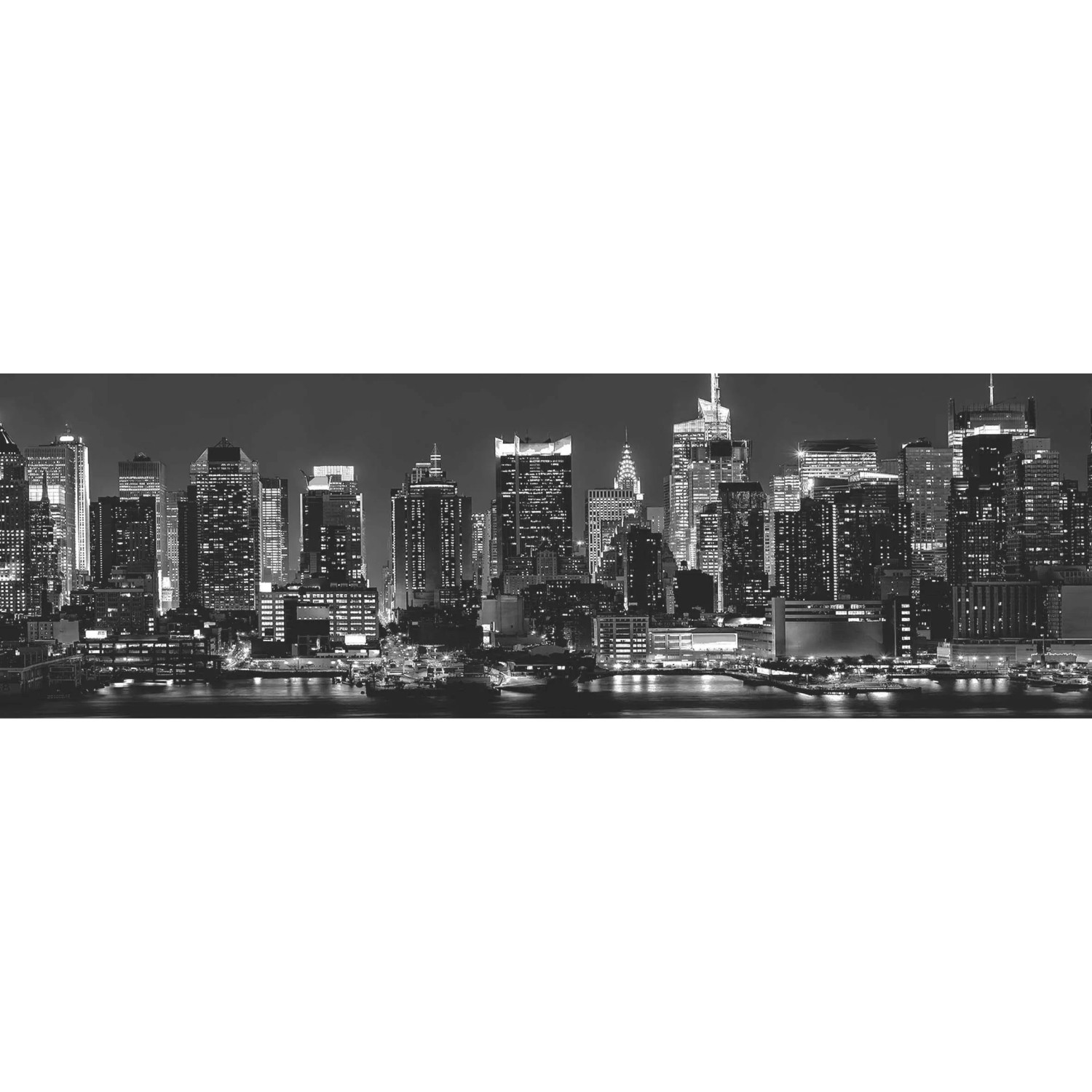 Paraschizzi t.b.t.: Skyline di New York di notte, in bianco e nero.