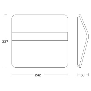Disegno tecnico della lampada LED per numeri civici Steinel XSolar LH-N in acciaio inox con dimensioni.