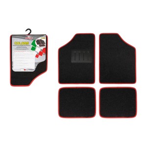 Set tappetini auto t.b.t., nero con bordo rosso. Accessori interni auto.