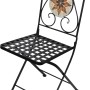 Sedia pieghevole in acciaio con mosaico, parte del set balcone Honobia 3 pezzi.