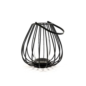 Lanterna in metallo con manico Ø 32xH34 cm nera