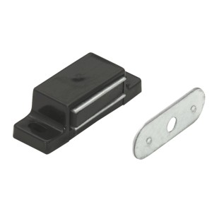 Chiusura magnetica Hettich, 4 kg, con piastra, rigida, nera, per accessori per mobili.