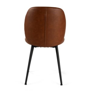 Sedia imbottita Glaede in ecopelle marrone e struttura in metallo 48x56h84,5 cm