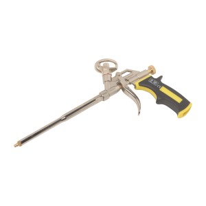 Pistola per schiuma PU Professional Plus con impugnatura morbida per dosare con precisione la schiuma da costruzione.