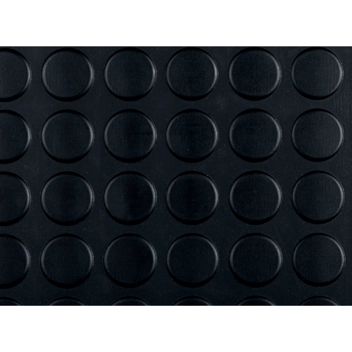 Piastrella per pavimenti in PVC nero con motivo a borchie.