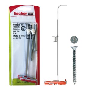 Fischer Duotec SK tassello, nylon con vite, 2 pezzi, adatto a vari tipi di parete.